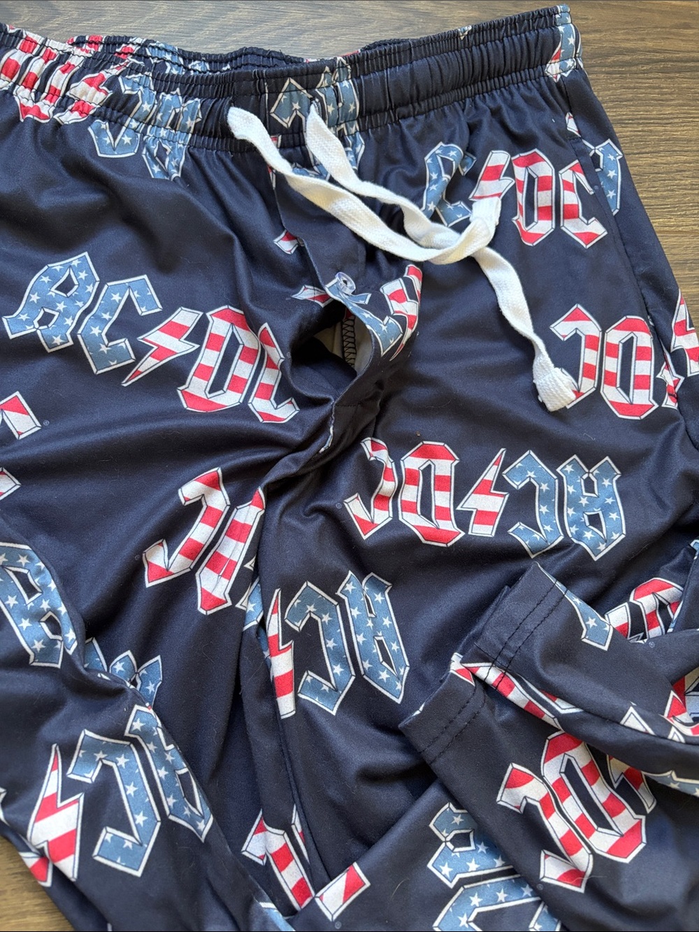AC/DC Navy Joggers with Red & White Logo Pattern - Picture 2 of 4